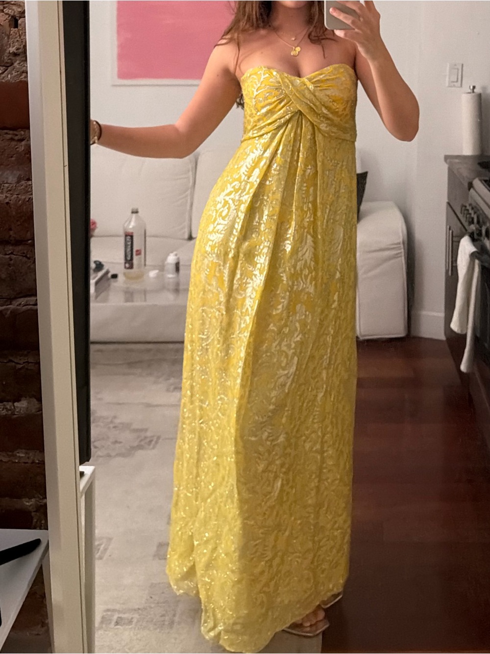 Yellow Strapless Maxi Dress